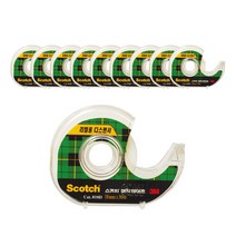 스카치 매직테이프 810 디스펜서 18mm x 30m, 혼합 색상, 10개입