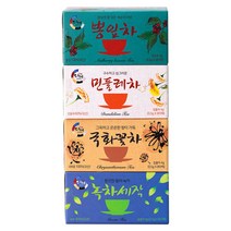 다예 맛있는 꽃잎차 모음, 뽕잎차 + 민들레차 + 국화꽃차 + 녹차, 1세트