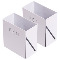 에이에스코리아 원라인 플러스 직사각 스틸 연필꽂이 MW-633, 화이트, 2개입
