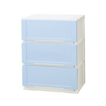 엔플라스틱 클라우드 3단 서랍장, 블루, 1개