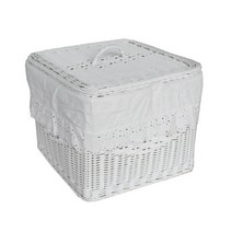 라탄샵 정사각 뚜껑바구니 B408 300 x 300 x 250 mm, 화이트, 1개