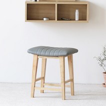룸앤홈 실리트 원목 PU 스툴, 그레이