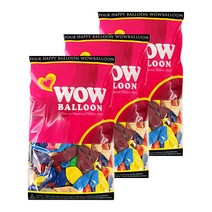 와우파티코리아 와우 풍선 13cm 100p, 기본혼합, 3개