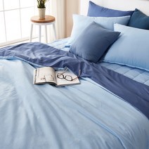 보드래 미라클 누빔 이불커버, 라이트블루 + 블루