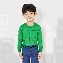 유니프랜드 아동용 그린히어로 오가닉 20수 후라이스 9부 실내복 상하세트
