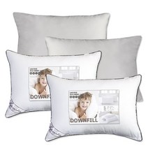 아임리빙 중량업 블랙라인 호텔용 마이크로다운필 베개솜 2p + 베개커버 2p 세트, 라이트그레이