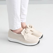 벨레페 여성용 빈티 리본 포인트 슬립온