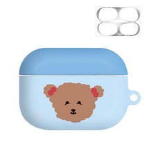 바니몽 크레용 애니멀 하드 에어팟 프로 케이스 + 철가루 방지 스티커, 블루푸들