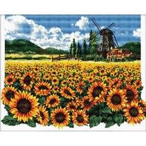 조이십자수 11카운트 십자수 프린트 패키지 세트 60401 sunflowers in a dream, 1세트, 혼합색상
