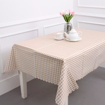 에스엠파티 4인용 방수 식탁보 + 더스트백, 브라운 체크, 4인(183 x 147cm)