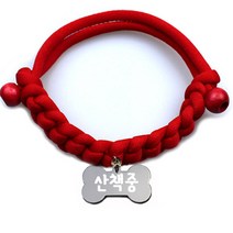 펫츠룩 데일리 목걸이 + 뼈다귀 펜던트 산책중, 목걸이(레드), 펜던트(실버)