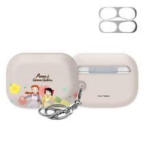 빨간머리앤 플라워앤 3D 곡면 에어팟 프로 이어폰 하드 케이스 + 철가루 방지 스티커, 05 앤과다이애나 베이지