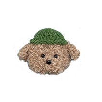 푸들 캐릭터 에어팟 1 / 2 니트 뜨개 케이스, 초록 + 갈색푸들