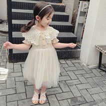 앤젤아이 여아용 봉긋 반팔 카라 쉬폰 원피스