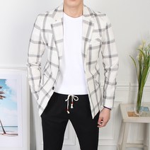 더마인드 남성용 여름 린넨 면마 체크 자켓 FU