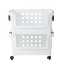 이동식 바퀴포함 바스켓 화이트 80L, 2개