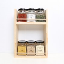 생활만 양념통 사각 블랙캡 양념통 스몰 + 우드 선반 중 세트, 1세트, 양념통 6p + 우드 선반 2단 중 + 해피키친 라벨 48종