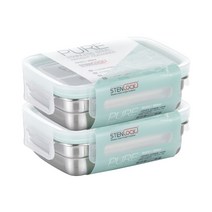 스텐락 퓨어 밀폐용기 직사각 3호 350ml, 2개, 용기 + 뚜껑