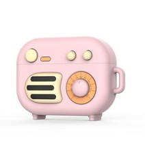 마켓A 레트로 라디오 에어팟 프로 케이스, 핑크파우더