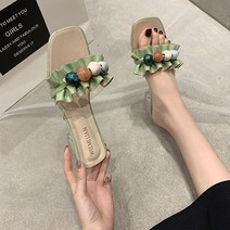 올나인 여성용 패션 비즈 장식 슬리퍼