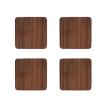 코지테이블 우드 코스터 사각 플랫 접시 4p, 다크우드, 4개