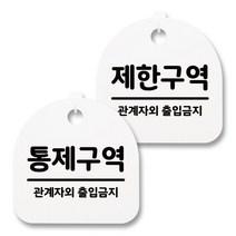 뭉키월드 아크릴 안내표시판 2p + 걸이용 후크 2p, 247 통제구역 제한구역(화이트), 1세트