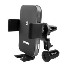 ARKON 무선N오토 FOD 차량용 송풍구 무선충전 휴대폰 거치대 AWC357 + 차량용 시거잭 충전기, 1세트, 블랙 + 매트 그레이 + 화이트