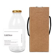 원형 골드캡 밀크티병 500ml + 클래식콜드브루 병라벨 스티커 + 박스, 10세트