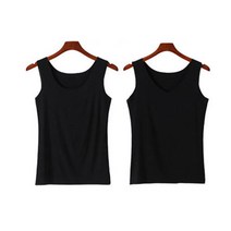 더시럽 여성용 라운드 소프트 슬림 심리스 모달 민소매 2P U넥 + V넥