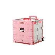 이소품 담다 접이식 쇼핑카트 대 + 뚜껑, 핑크 + 그레이, 1세트