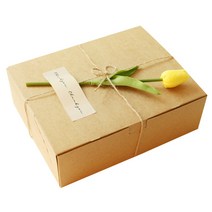 도나앤데코 블룸 크라프트 직사각형 상자 대사이즈 3p + 아린 땡큐스티커 3p + 튤립 장식꽃 옐로우 3p + 마끈 10m, 혼합색상, 1세트