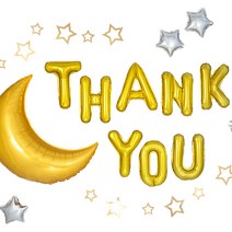 감사파티장식 풍선세트, 별달 Thank You 골드, 1세트
