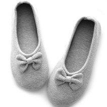 쿠션 코튼 리본 고무바닥 덧신, 그레이