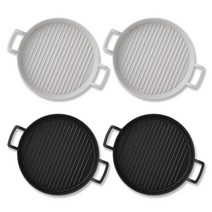 푸코 그릴 전자레인지 원형접시 L 4p, 1세트, 화이트 2p + 블랙 2p