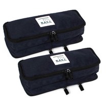 톡톡팬시 3지퍼 나일론 필통, 네이비, 2개