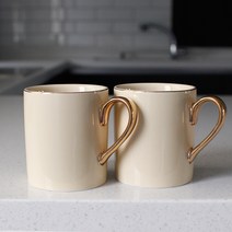 에크렌 24K 골드 머그잔 300ml, 베이지, 2개