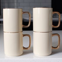 에크렌 24K골드 롱 머그잔 350ml, 베이지, 4개