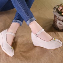 올나인 여성용 전통 한복 하이힐 구두 7cm