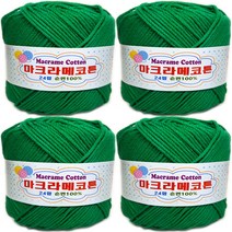 마크라메코튼 행복 뜨기 면 100퍼센트 털실 4p, 472베이비초록, 60m