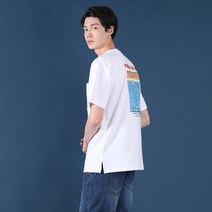 리버클래시 남성용 콜라보 백프린팅 절개 포인트 반팔 티셔츠 LGS41441