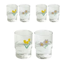 로코리빙 썸머플라워 글라스 250ml 2종 x 3p세트, 옐로우, 퍼플, 1세트