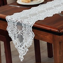 케이트가든 프렌치 자수 레이스 테이블러너, 화이트, L(210 x 31 cm)