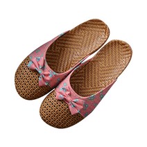 앤티스 썸머 라탄 논슬립 여성 거실화, 진핑크