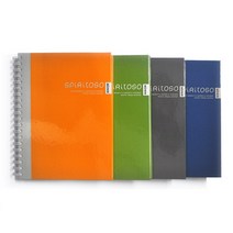 미소로 하드 커버 노트 4종 세트, 오렌지, 연두, 파랑, 그레이, 1세트