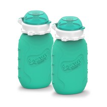 스쿼이지 푸드파우치 유아 실리콘 물병 180ml, 아쿠아, 2개