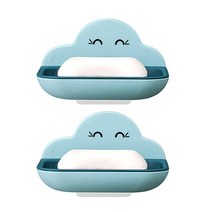 접착식 스마일 비누받침, 블루, 2개