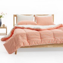 플란뉴 에어로워싱 마이크로 나노화이바 깅엄 체크 차렵이불 세트