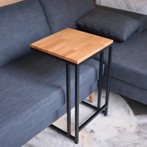 나무궁 원목 아이언 사이드 테이블 400 x 400 x 668 mm, 진오크 골든시리즈(상판) + 블랙(다리)