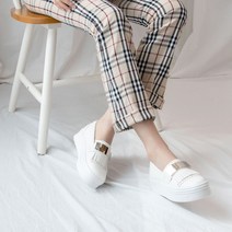 여성용 CK 컬링 프린지 통굽 키높이 슬립온 4cm