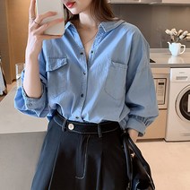 포플러앤씨 도모 리버스 데님 블라우스